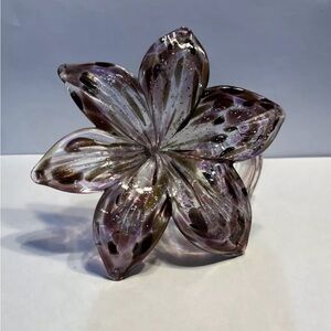 Murano Glass Flower Candle Holder Shades Of Purple Pink Silver And Gold